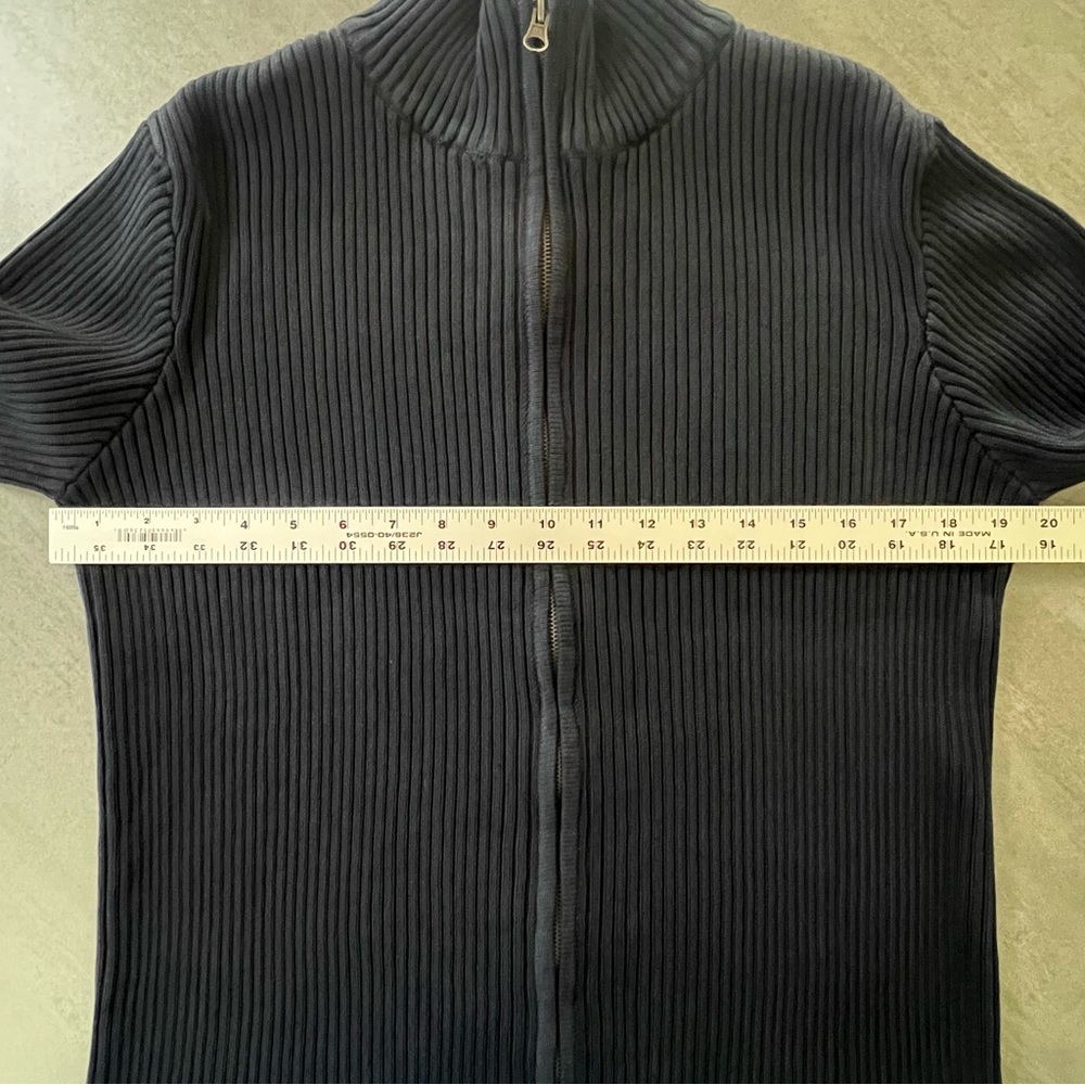 Chico's Navy Blue Full Zip Cotton Ribbed Cable Knit Sweater Womens Size‎ Large 2 - Picture 8 of 9